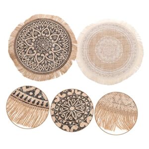 Hot Pads 10 pcs Decoration Coasters Circle Holiday Burlap Dining Woven Kitchen Party Table Mandala Placemats Jute Washable Natural Mat Round Mats Favor Macrame Cotton for