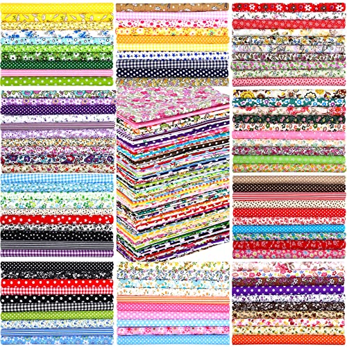 300 Pcs 4" x 4" (10 cm x 10 cm) Precut Cotton Craft Fabric Bundle Squares Floral Patterns Sewing Quarters Bundle Quilting Fabric DIY Material for Sewing Fabric Scraps Squares Sheets Patchwork for Kids