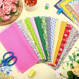 300 Pcs 4" x 4" (10 cm x 10 cm) Precut Cotton Craft Fabric Bundle Squares Floral Patterns Sewing Quarters Bundle Quilting Fabric DIY Material for Sewing Fabric Scraps Squares Sheets Patchwork for Kids