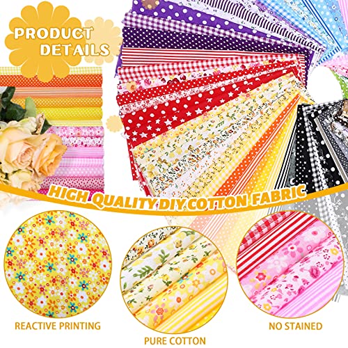 300 Pcs 4" x 4" (10 cm x 10 cm) Precut Cotton Craft Fabric Bundle Squares Floral Patterns Sewing Quarters Bundle Quilting Fabric DIY Material for Sewing Fabric Scraps Squares Sheets Patchwork for Kids