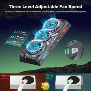 Wiilkac Cooling Fan for Xbox Series S, RGB Lights with 12 Light Modes, 3 Quiet Cooling Fans with 3 Speed Up to 5500 RPM, with Extra USB Port, Cooler System Accessories for Xbox Series S