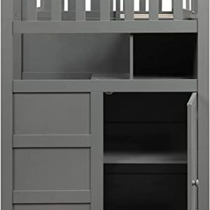 DNYN Stairway Twin Over Full & Twin Bunk Bed with Storage Shelves & Drawers,Convertible Bunkbeds,Wooden Home Furniture Bedframe,No Box Spring Need,Perfect for Kids Bedroom,Guest Room, Gray