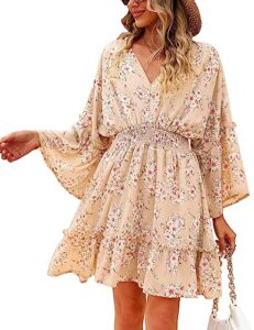 jollycode summer spring dresses for women 2023 casual boho floral a-line mini dress flowy chiffon short dress