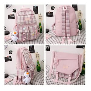 SodaMeow Kawaii Backpack with Pins and Accessories Kawaii Backpack Set Cute Aesthetic Backpack Kawaii Work Supplies (Pink)