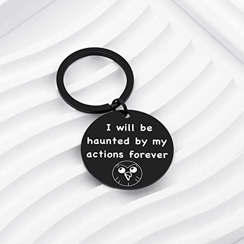 I Will Be Haunted by My Actions Forever Keychain, Owl House Hooty Gift (Black)