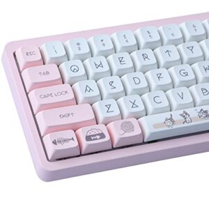 wunzkii pbt keycaps 133 keys pink cat keycaps dye-sublimation xda profile custom keycaps cute keycaps for cherry gateron mx switches mechanical keyboards