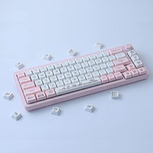 Wunzkii PBT Keycaps 133 Keys Pink Cat Keycaps Dye-Sublimation XDA Profile Custom Keycaps Cute Keycaps for Cherry Gateron MX Switches Mechanical Keyboards