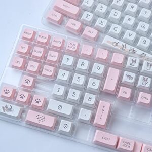 Wunzkii PBT Keycaps 133 Keys Pink Cat Keycaps Dye-Sublimation XDA Profile Custom Keycaps Cute Keycaps for Cherry Gateron MX Switches Mechanical Keyboards