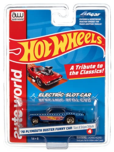 Auto World Hot Wheels Patriotic 4Gear - 1970's Plymouth Duster HO Scale Slot Car