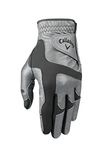 Callaway unisex adult Standard Golf Glove, Silver/Charcoal, Men's One Size Fits Most US