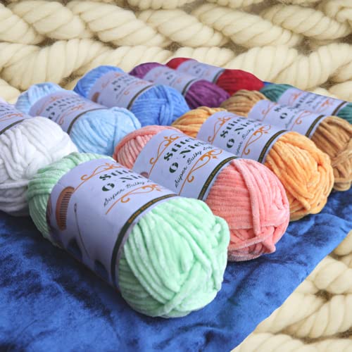 Stitch O'Niche 4-pk Super Bulky Soft Velvet Yarn - Chenille Yarn for Crocheting - Blanket Yarn for Crocheting - Soft Yarn for Crocheting - Bulky Yarn for Crocheting (Honey Bronze)