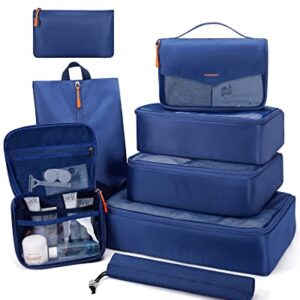 BAGSMART Packing Cubes for Suitcase, 8 Set Travel Packing Organizers Cubes, Lightweight Travel Cubes with Laundry Bag, Durable Luggage Suitcase Organizer Bag Set with Shoe Bag Blue