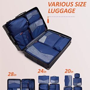 BAGSMART Packing Cubes for Suitcase, 8 Set Travel Packing Organizers Cubes, Lightweight Travel Cubes with Laundry Bag, Durable Luggage Suitcase Organizer Bag Set with Shoe Bag Blue