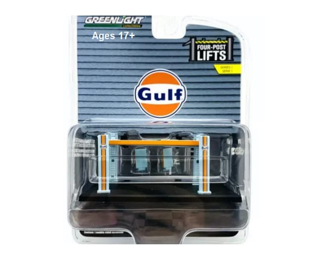 Greenlight 16100-B Auto Body Shop - Four-Post Lifts Series 1 - Gulf Oil 1/64 Scale