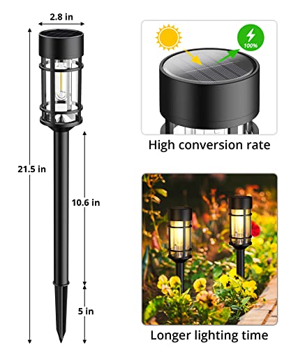 ILANCK Solar Pathway Lights 8 Pack, Bright Solar Lights Outdoor Waterproof IP65, LED Solar Garden Lights Metal Landscape Lighting for Yard, Lawn, Driveway…