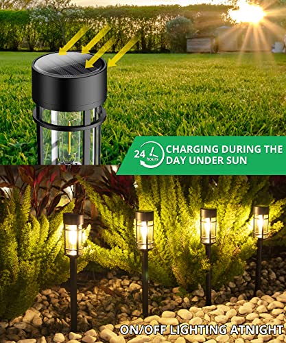 ILANCK Solar Pathway Lights 8 Pack, Bright Solar Lights Outdoor Waterproof IP65, LED Solar Garden Lights Metal Landscape Lighting for Yard, Lawn, Driveway…