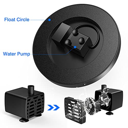 2.5W Solar Fountain with 6 Nozzles 2023 Upgrade, 6.7" Solar Bird Bath Fountain, Solar Powered Fountain for Pond, Pool, Garden, Fish Tank and Aquarium