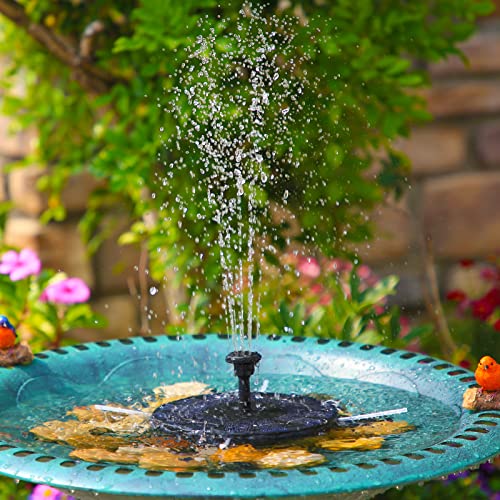 2.5W Solar Fountain with 6 Nozzles 2023 Upgrade, 6.7" Solar Bird Bath Fountain, Solar Powered Fountain for Pond, Pool, Garden, Fish Tank and Aquarium