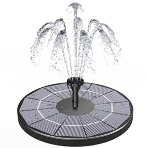 3.5w solar fountain pump with 1500mah battery, solar bird bath fountain with 6 nozzles, solar floating water fountain pump for bird bath, garden, fish tank, pond, pool and outdoor (3.5wpumm), black