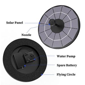 3.5W Solar Fountain Pump with 1500mAh Battery, Solar Bird Bath Fountain with 6 Nozzles, Solar Floating Water Fountain Pump for Bird Bath, Garden, Fish Tank, Pond, Pool and Outdoor (3.5WPumm), Black