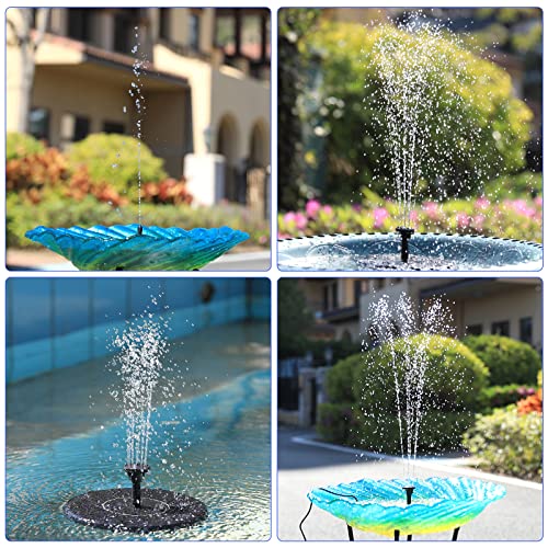 3.5W Solar Fountain Pump with 1500mAh Battery, Solar Bird Bath Fountain with 6 Nozzles, Solar Floating Water Fountain Pump for Bird Bath, Garden, Fish Tank, Pond, Pool and Outdoor (3.5WPumm), Black