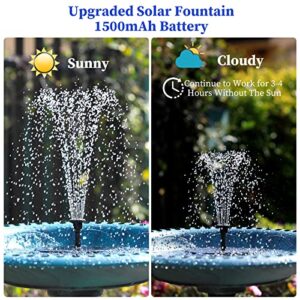 3.5W Solar Fountain Pump with 1500mAh Battery, Solar Bird Bath Fountain with 6 Nozzles, Solar Floating Water Fountain Pump for Bird Bath, Garden, Fish Tank, Pond, Pool and Outdoor (3.5WPumm), Black