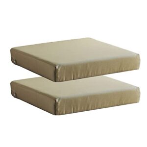 patio chair cushions non slip bottom chair pad with tiesset of 2 waterproof square outdoor seat cushion replacement for garden swing furniture 18x18 inch, light khaki