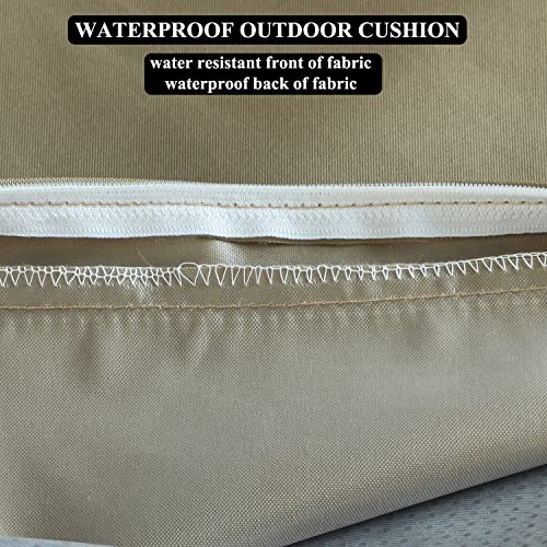 Patio Chair Cushions Non Slip Bottom Chair Pad with TiesSet of 2 Waterproof Square Outdoor Seat Cushion Replacement for Garden Swing Furniture 18x18 Inch, Light Khaki