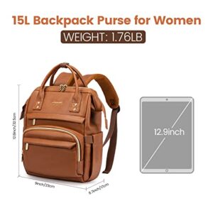 LOVEVOOK Fashion Backpack Purse for Women,12.5inch Waterproof Leather Cute Small Backpack Daypacksg,Brown