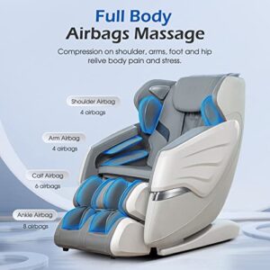 BOSSCARE Massage Chair SL Track Massage Chair Recliner, Zero Gravity Full Body Airbag Massage Chair with Body Scan Bluetooth Heat AI Control Foot Roller Handrail Shortcut Key, R8686 Gary