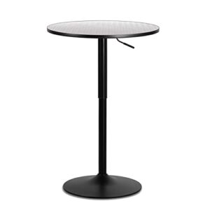 monibloom pub round table silver stripe top with black leg and base, 27.5"- 36"" height adjustable with 360° swivel, modern cocktail bistro table for dining bistro cafe home bar, 23.5" diameter