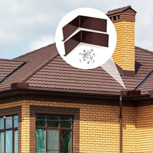 2 Pcs Gutter Valley Splash Guards 15.75 x 3.54 x 0.59 Inches Downspout Diverter Roof Rain Diverter with 20 Pcs Matching Gutter Screws Foldable Rain Gutter Guards for Corner House, Bent Style (Brown)