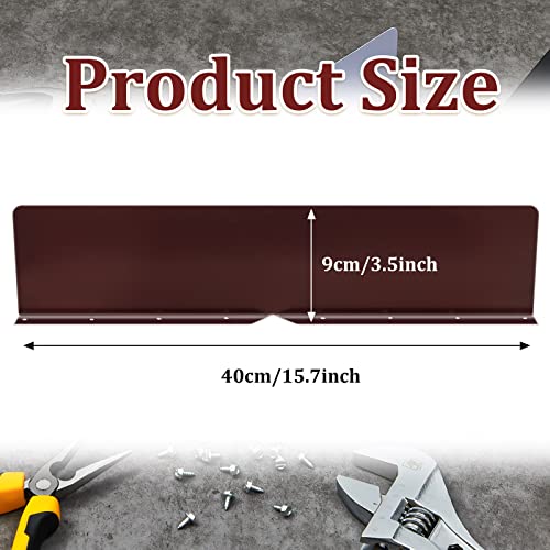 2 Pcs Gutter Valley Splash Guards 15.75 x 3.54 x 0.59 Inches Downspout Diverter Roof Rain Diverter with 20 Pcs Matching Gutter Screws Foldable Rain Gutter Guards for Corner House, Bent Style (Brown)