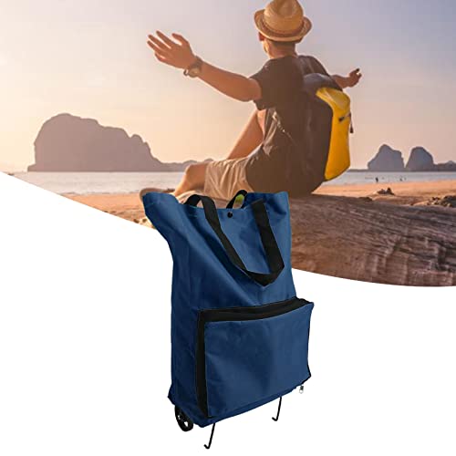 Upgrade Shopping Bag with Wheels Portable Trolley Bags,Reusable Portable Collapsible Trolley Bags Hand Pulling Utility Collapsible Grocery Bag, for Picnic Trips to Buy Vegetables