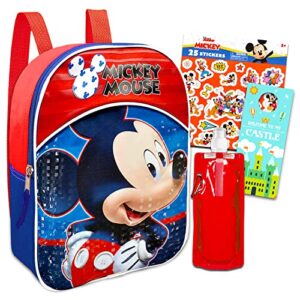 mickey mouse mini backpack for toddler - bundle with 11" mickey preschool backpack, water pouch, stickers, more | mickey mouse small backpack for boys