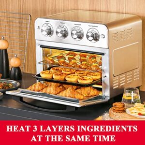 Geek Chef Air Fryer, 6 Slice 24.5QT Air Fryer Toaster Oven Combo, Roast, Bake, Broil, Reheat, Fry Oil-Free, Extra Large Convection Countertop Oven, Accessories Included, Stainless Steel, ETL Listed, 1700W