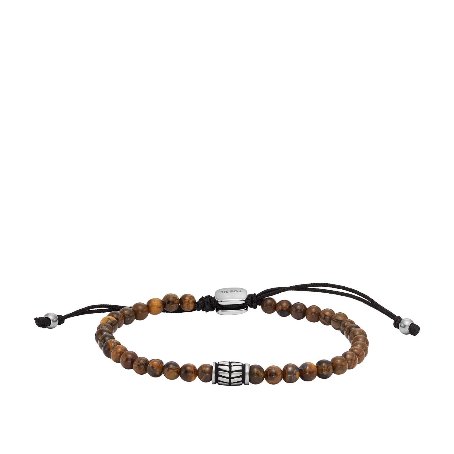 Fossil Men's Beaded Tigers Eye Bracelet, Color: Brown (Model: JF04413040)