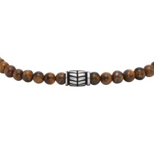 Fossil Men's Beaded Tigers Eye Bracelet, Color: Brown (Model: JF04413040)