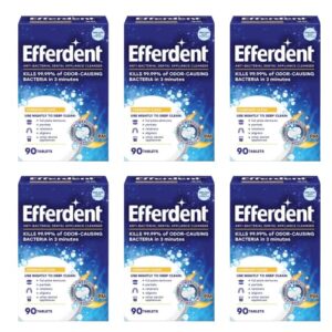 efferdent pm overnight anti-bacterial denture cleanser tablets 90 ct. (pack of 6)