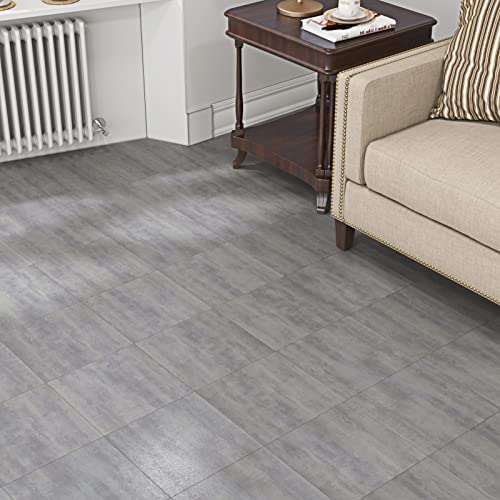 FunStick Slate Grey Vinyl Flooring Peel and Stick Floor Tile Bathroom Waterproof 12x12 Inch 15 Pcs Vinyl Tiles Stick on Floor Tiles Peel and Stick Flooring for Kitchen Bedroom Grey Laminate Flooring