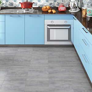 FunStick Slate Grey Vinyl Flooring Peel and Stick Floor Tile Bathroom Waterproof 12x12 Inch 15 Pcs Vinyl Tiles Stick on Floor Tiles Peel and Stick Flooring for Kitchen Bedroom Grey Laminate Flooring