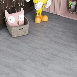 FunStick Slate Grey Vinyl Flooring Peel and Stick Floor Tile Bathroom Waterproof 12x12 Inch 15 Pcs Vinyl Tiles Stick on Floor Tiles Peel and Stick Flooring for Kitchen Bedroom Grey Laminate Flooring