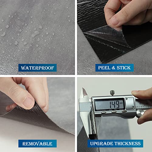 FunStick Slate Grey Vinyl Flooring Peel and Stick Floor Tile Bathroom Waterproof 12x12 Inch 15 Pcs Vinyl Tiles Stick on Floor Tiles Peel and Stick Flooring for Kitchen Bedroom Grey Laminate Flooring