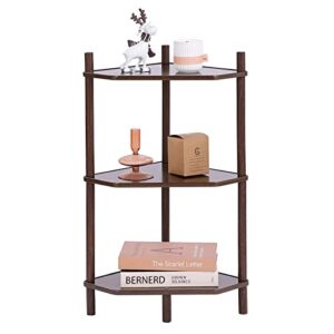lita wood side table, 3-tier nightstand log small end table for living room bedroom office small spaces, indoor small coffee table, easy assembly decro bedside table，walnut