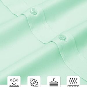 Alimens & Gentle Men's Dress Shirts Slim Fit Button Down Shirts Long Sleeve Stretch Wrinkle-Free Shirt Stain Sheild Grass Green