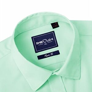 Alimens & Gentle Men's Dress Shirts Slim Fit Button Down Shirts Long Sleeve Stretch Wrinkle-Free Shirt Stain Sheild Grass Green