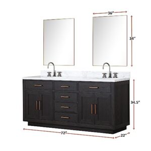 Bell+Modern Shelter 72 in W x 22 in D Black Oak Double Bath Vanity and Carrara Marble Top