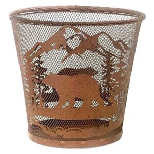 amajy rustic bear forest mountain metal waste basket in rustic style brown metal mesh trash can