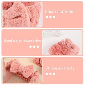 3 Pieces Face Wash Headband and Wristband Set, Spa Headband Makeup Skincare Headbands Wrist Towels Wrist Bands for Washing Face (Pink)