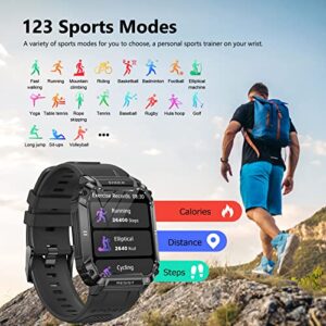 Smart Watches for Men, Bluetooth Call (Answer/Make Call) Smartwatch IP68 Waterproof Fitness Watch Tracker for Android iOS iPhones with Heart Rate Blood Pressure SpO2, 1.95" Tactical Sports Smartwatch